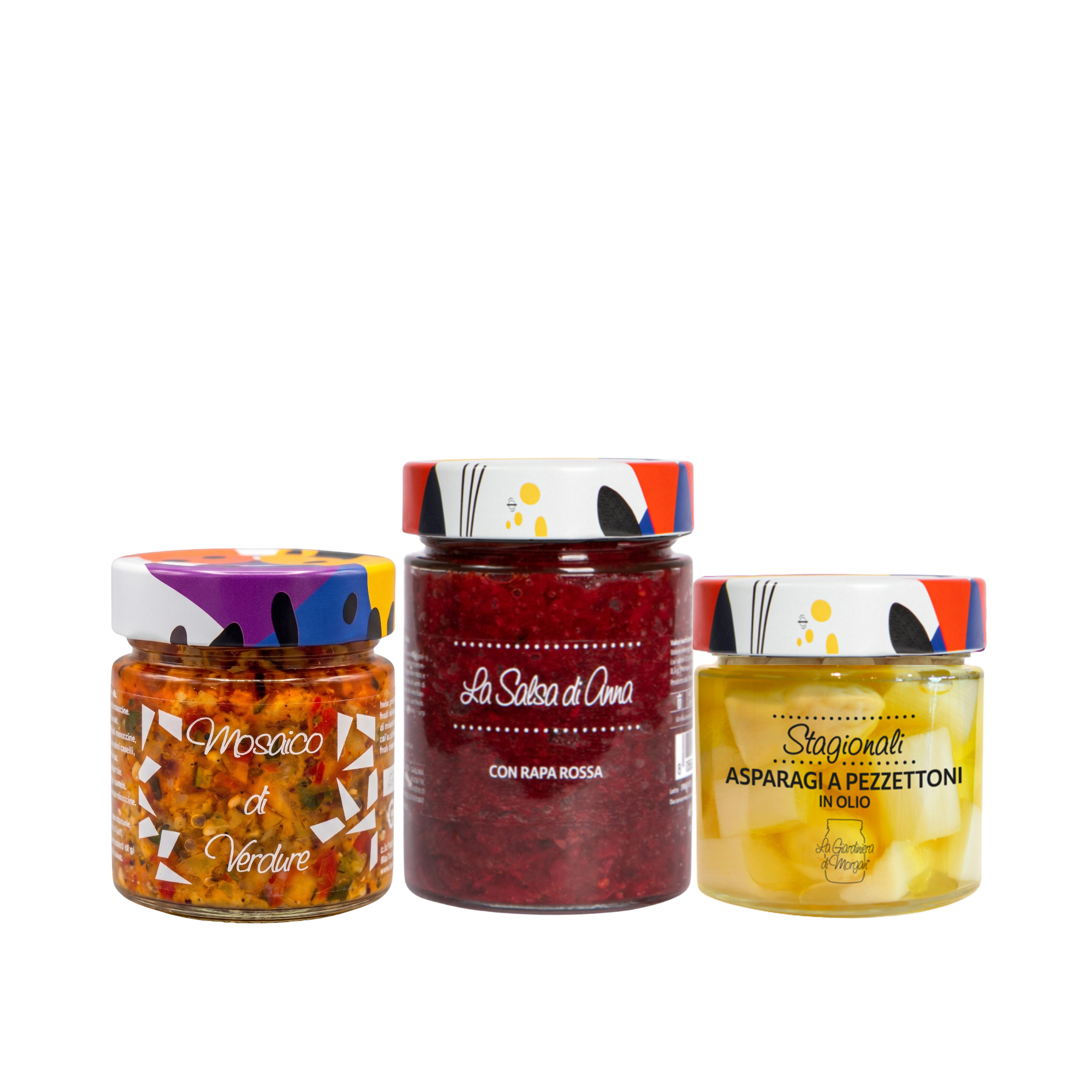 Trio Fresca Estate (Mosaico di verdure, Salsa di Anna, Asparagi a pezzettoni)